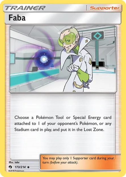 Faba, Pokémon card LOT 173 — Lost Thunder set