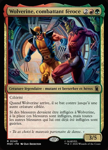 Wolverine, combattant féroce, carte Magic MSH 240 — extension Marvel Super Heroes