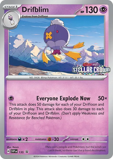 Drifblim, Pokémon card PR-SV 135 — SVP Black Star Promos set
