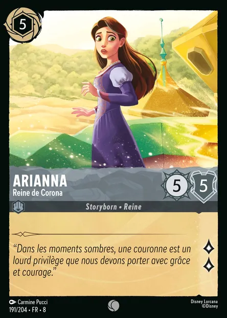 Arianna - Reine de Corona, carte Disney Lorcana CH8-191 — extension Le Règne de Jafar