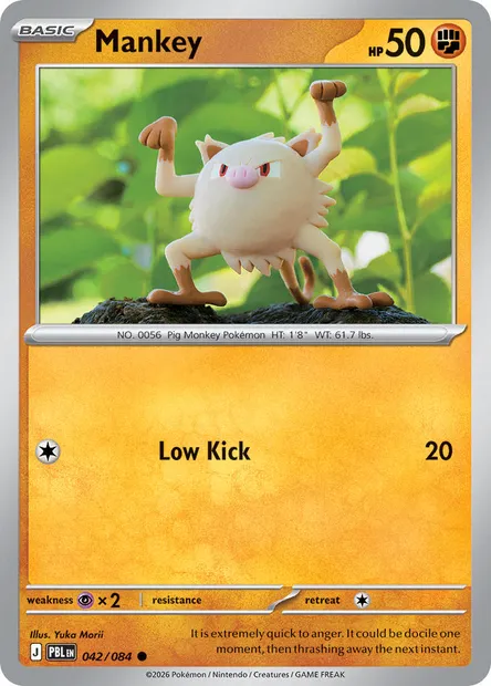 Mankey, Pokémon card PBL 042 — Pitch Black set