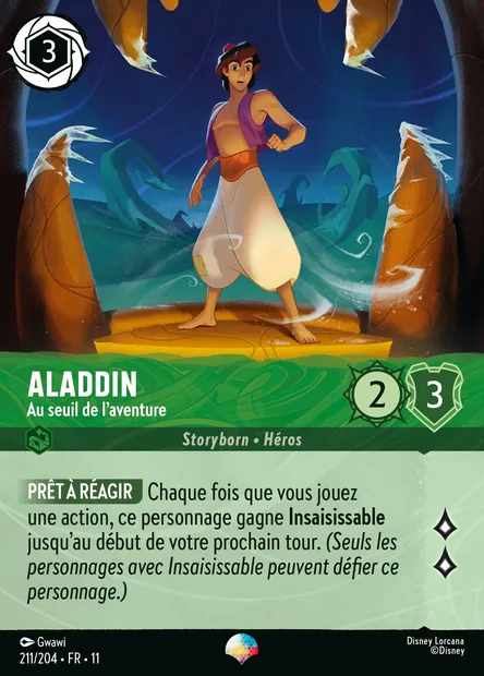 Aladdin - Au seuil de l'aventure, carte Disney Lorcana CH11-211 — extension Givresort