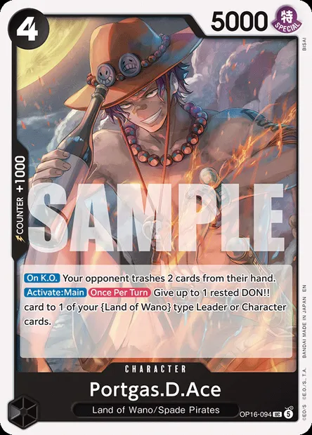 Portgas.D.Ace, One Piece card OP16-094 — THE TIME OF BATTLE set