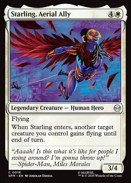 Starling, Aerial Ally, Magic card SPM 18 — Marvel's Spider-Man set