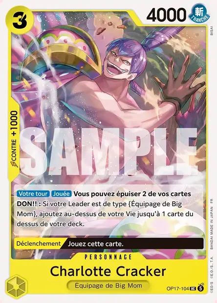 Charlotte Cracker, carte One Piece OP17-104 — extension LES GUERRIERS LES PLUS PUISSANTS AU MONDE