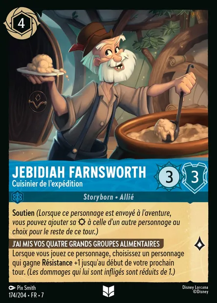 Jebidiah Farnsworth - Cuisinier de l'expédition, carte Disney Lorcana CH7-174 — extension L'île d'Archazia