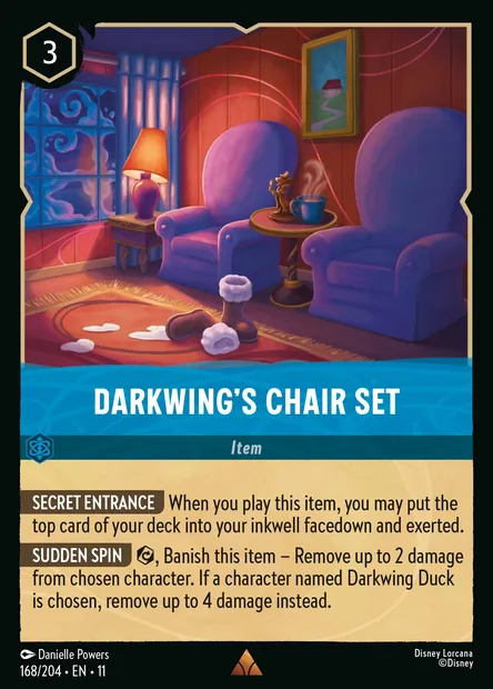 Darkwing's Chair Set, Disney Lorcana card CH11-168 — Winterspell set