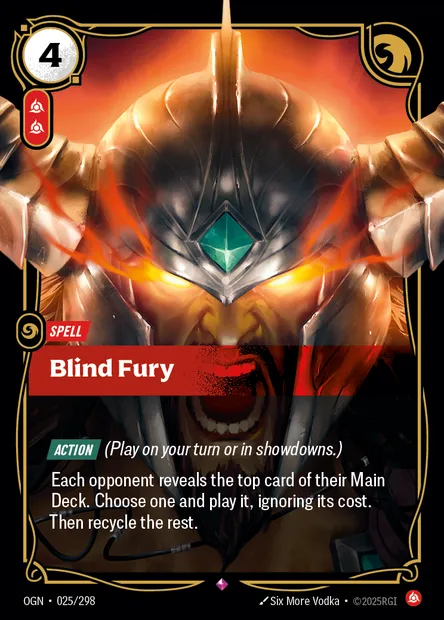 Blind Fury, carte Riftbound OGN 025 — extension Origins