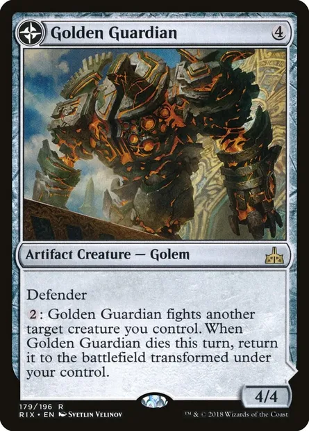 Golden Guardian // Gold-Forge Garrison, Magic card RIX 179 — Rivals of Ixalan set