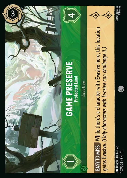 Game Preserve - Protected Land, Disney Lorcana card CH11-102 — Winterspell set