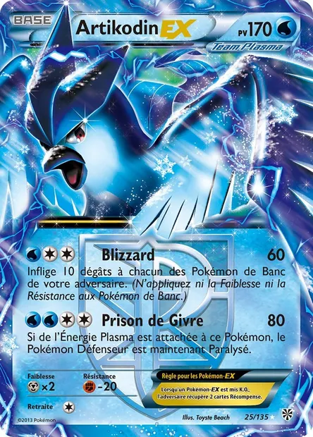 Artikodin-EX, carte Pokémon PLS 25 — extension Tempète Plasma