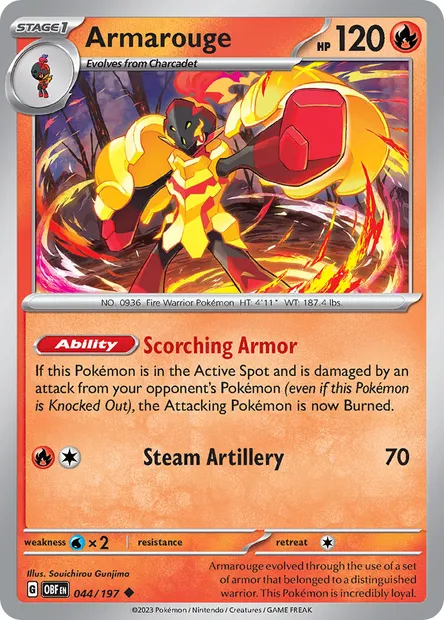 Armarouge, Pokémon card OBF 044 — Obsidian Flames set