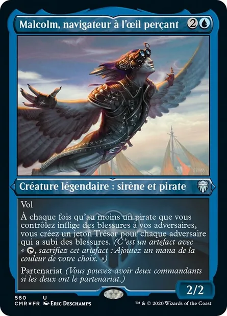 Malcolm, navigateur à l'œil perçant, carte Magic CMR 560 — extension Commander Legends