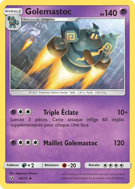 Golemastoc, carte Pokémon SLG 44 — extension Légendes Brillantes
