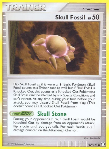 Skull Fossil, Pokémon card MT 117 — Mysterious Treasures set