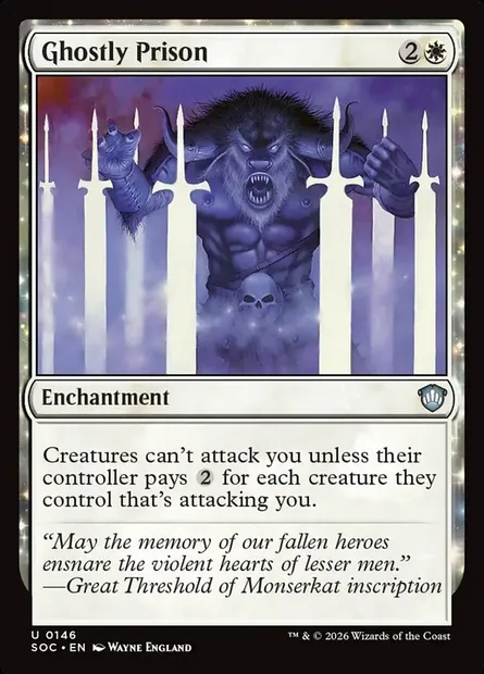 Ghostly Prison, Magic card SOC 146 — Secrets of Strixhaven Commander set