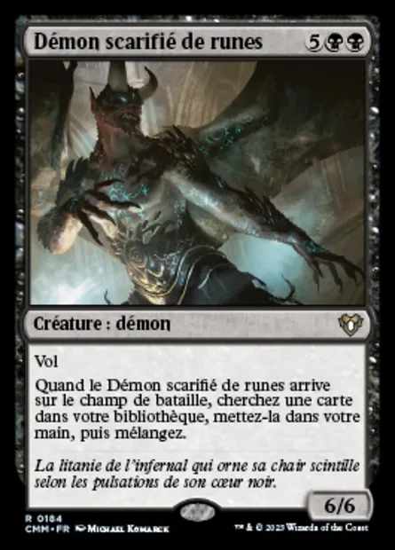 Démon scarifié de runes, carte Magic CMM 184 — extension Commander Masters