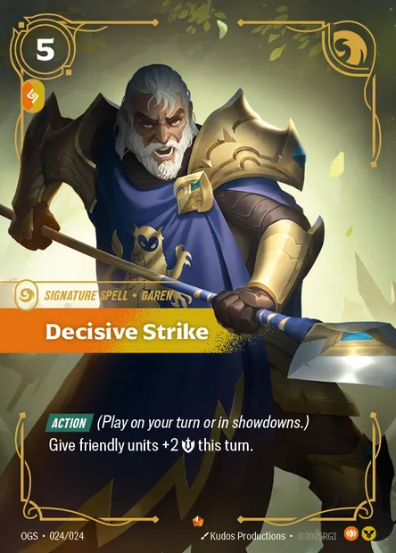 Decisive Strike, Riftbound card OGS 024 — Proving Grounds set