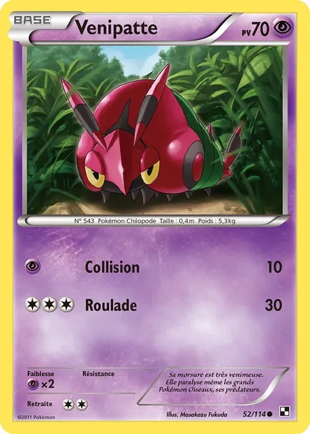 Venipatte, carte Pokémon BLW 52 — extension Noir & Blanc