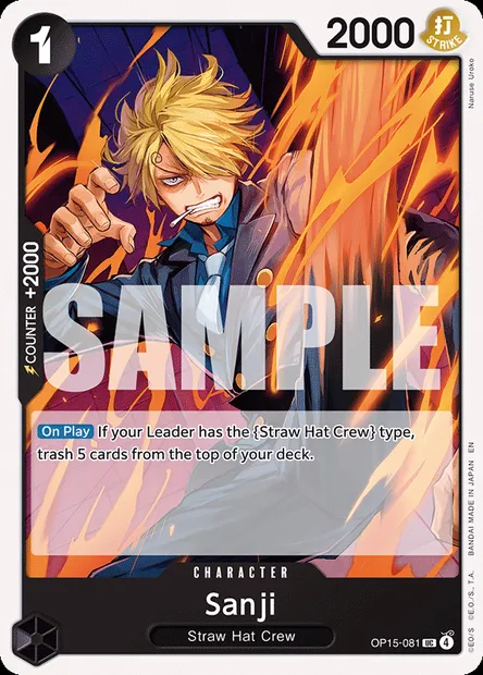 Sanji, One Piece card OP15-081 — ADVENTURE ON KAMI’S ISLAND set