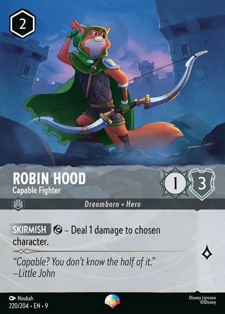 Robin Hood - Capable Fighter, Disney Lorcana card CH9-220 — Fabled set