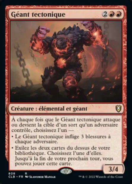 Géant tectonique, carte Magic CLB 808 — extension Commander Légendes : la bataille de la Porte de Baldur