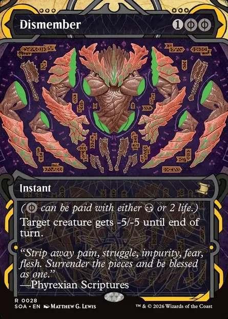 Dismember, Magic card SOA 28 — Secrets of Strixhaven Mystical Archive set
