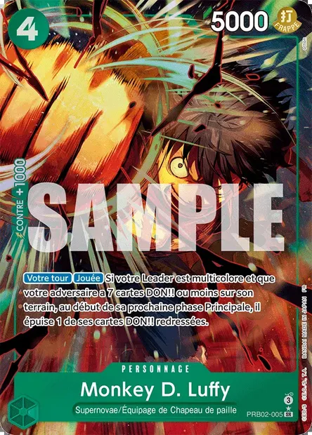 Monkey D. Luffy, carte One Piece PRB02-005 — extension ONE PIECE CARD THE BEST VOL.2