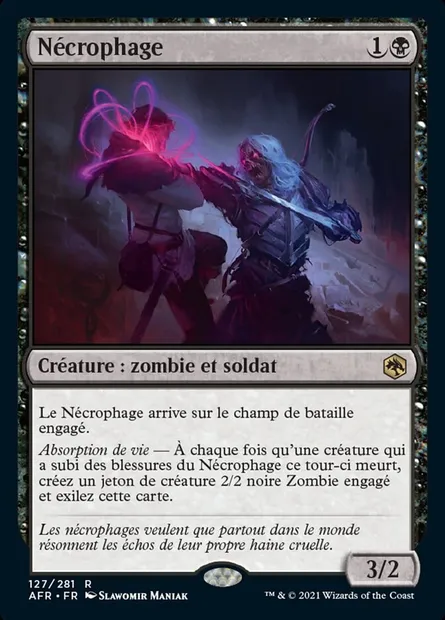 Nécrophage, carte Magic AFR 127 — extension Forgotten Realms: Aventures dans les Royaumes Oubliés
