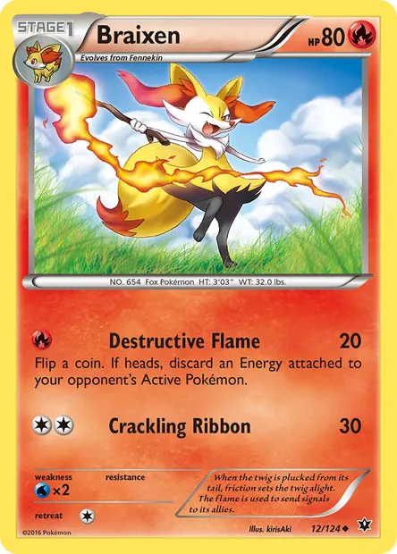 Braixen, Pokémon card FCO 12 — Fates Collide set