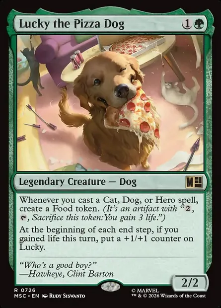 Lucky the Pizza Dog, Magic card MSC 726 — Marvel Super Heroes Commander set