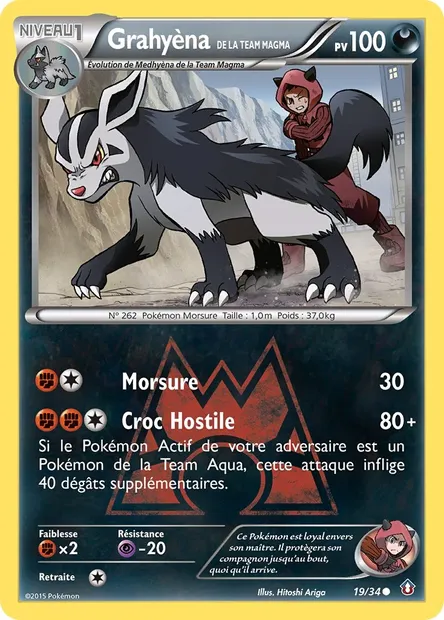 Grahyèna de la Team Magma, carte Pokémon DCR 19 — extension Double Danger