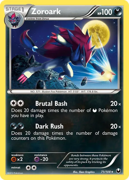 Zoroark, Pokémon card DEX 71 — Dark Explorers set