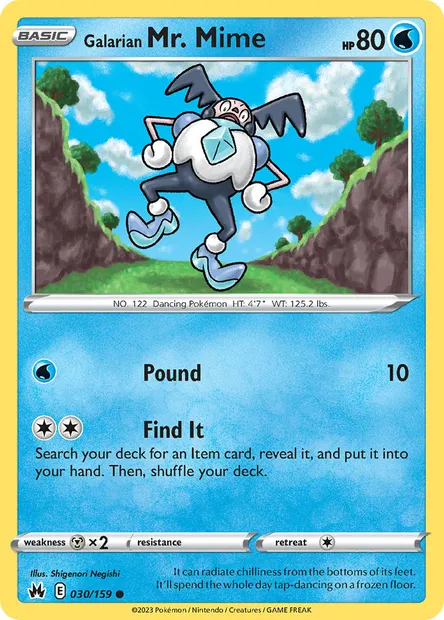 Galarian Mr. Mime, Pokémon card CRZ 030 — Crown Zenith set