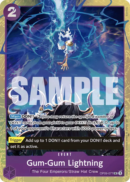 Gum-Gum Lightning, One Piece card OP09-077 — EMPERORS IN THE NEW WORLD set