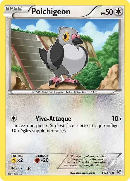 Poichigeon, carte Pokémon BLW 84 — extension Noir & Blanc