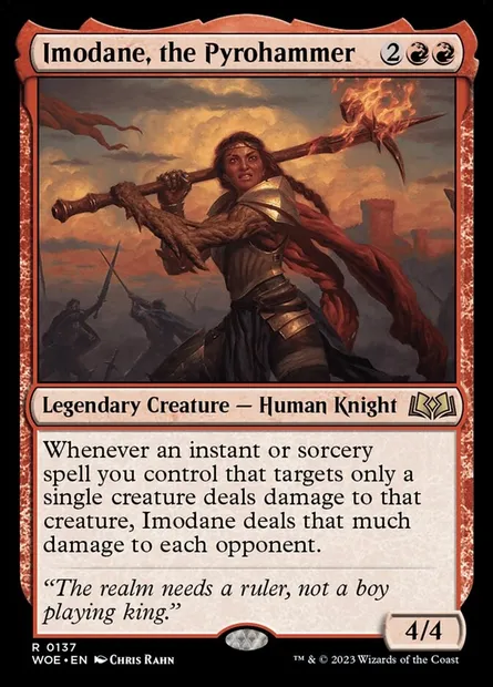Imodane, the Pyrohammer, Magic card WOE 137 — Wilds of Eldraine set