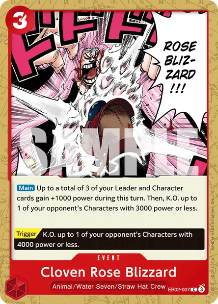 Cloven Rose Blizzard, One Piece card EB02-007 — Anime 25th Collection set