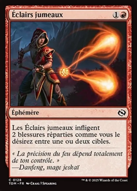Éclairs jumeaux, carte Magic TDM 128 — extension Tarkir: Dragonstorm