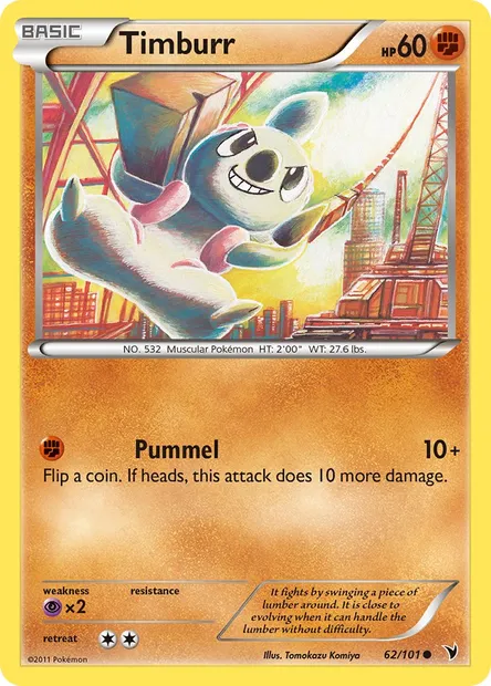 Timburr, Pokémon card NVI 62 — Noble Victories set