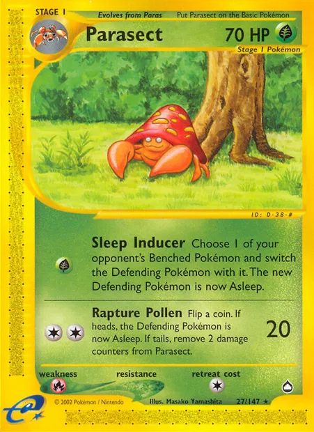 Parasect, Pokémon card AQ 27 — Aquapolis set