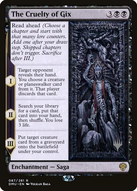 La cruauté de Gix, carte Magic PDMU 87p — extension Dominaria United Promos