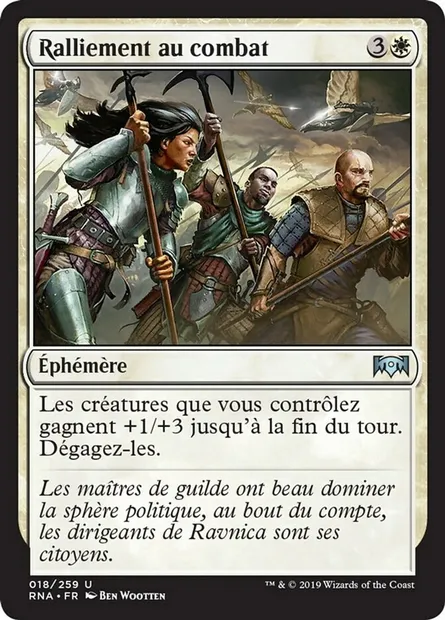 Ralliement au combat, carte Magic RNA 18 — extension L'allégeance de Ravnica