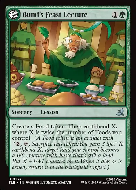 Bumi's Feast Lecture, Magic card TLE 133 — Avatar: The Last Airbender Eternal set