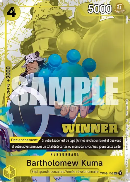 Bartholomew Kuma, carte One Piece OP09-108 — extension LES NOUVEAUX EMPEREURS