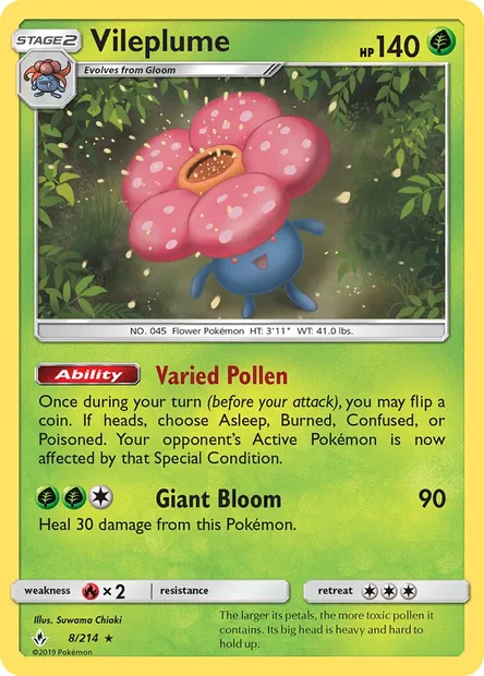 Vileplume, Pokémon card UNB 8 — Unbroken Bonds set