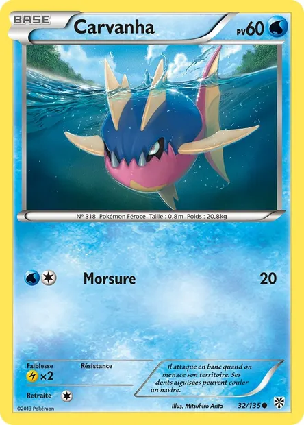 Carvanha, carte Pokémon PLS 32 — extension Tempète Plasma