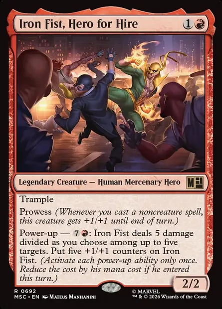 Iron Fist, Hero for Hire, Magic card MSC 692 — Marvel Super Heroes Commander set