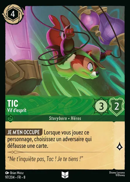Tic - Vif d'esprit, carte Disney Lorcana CH8-097 — extension Le Règne de Jafar