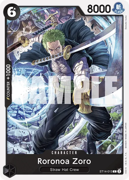 Roronoa Zoro, One Piece card ST14-013 — 3D2Y set